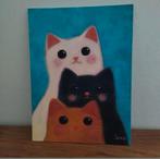 Naïeve kunst, schilderij van katten, Ophalen of Verzenden