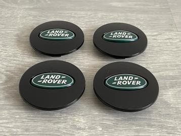 Lot de 4 capuchons de moyeu noirs avec logo vert Land Rover,, Envoi, Neuf