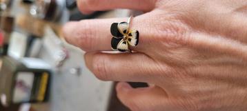 Bague argent et email fleur pensée Regalrose  beschikbaar voor biedingen