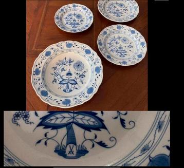 Set Meissen porselein borden, schotel, schaal met merk. beschikbaar voor biedingen