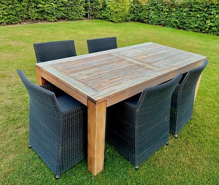 Tuinset - Set de jardin, Tuin en Terras, Tuinsets en Loungesets, Zo goed als nieuw, Tuinset, Hout, 6 zitplaatsen, Ophalen