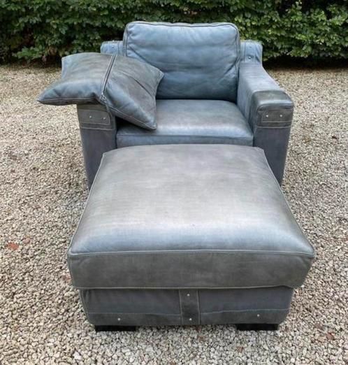 OPRUIMING Stoere Design Fauteuil + Hocker / Poef + kussen, Huis en Inrichting, Zetels | Voetbanken en poefs, Ophalen