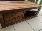 Salontafel in teak met 4 schuiven en extra opberging, Huis en Inrichting, Tafels | Salontafels, Ophalen, Gebruikt, 100 tot 150 cm