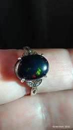 Verstelbare sterling zilver ring met grote zwarte opaal, Nieuw, Met edelsteen, Ophalen of Verzenden, Dame