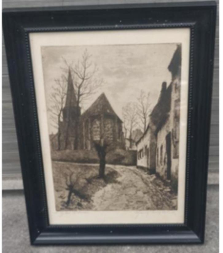 Gravure l église Saint servais signe Maurice Émile blieck, Antiek en Kunst, Kunst | Etsen en Gravures, Ophalen of Verzenden