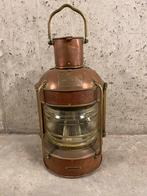 Vintage antieke maritieme Japanse koperen scheepslamp, Ophalen of Verzenden