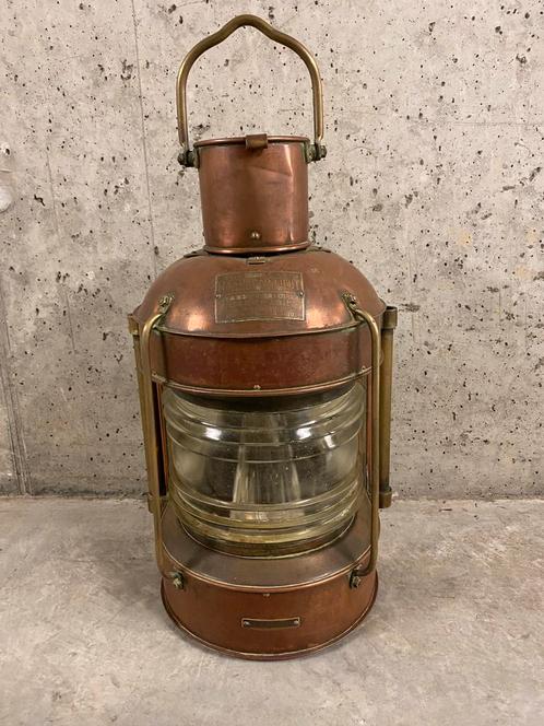 Vintage antieke maritieme Japanse koperen scheepslamp, Antiek en Kunst, Antiek | Verlichting, Ophalen of Verzenden
