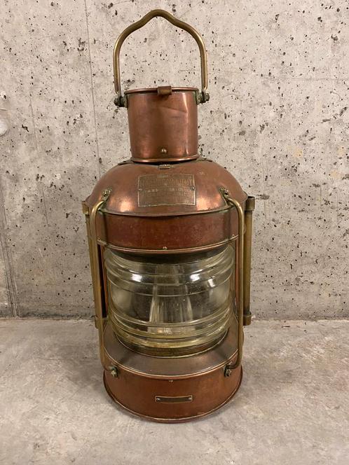 ② Vintage antieke maritieme Japanse koperen scheepslamp — Antiek | Verlichting 2dehands