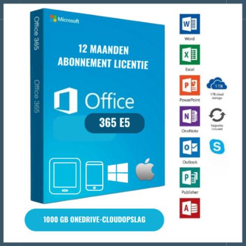 Office 365 E5  12 maanden  Abonnement licentie, Informatique & Logiciels, Logiciel Office, Neuf, Android, iOS, MacOS, Windows