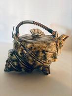 Vintage keramiek theepot (400 ml) schelp barbottine, Antiek en Kunst, Ophalen of Verzenden