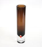 Zware cylindrische kristallen vaas in bruine kleur Schott, Enlèvement ou Envoi