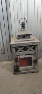 Belle lanterne bougeoir bougeoir bois 40 cm, Enlèvement ou Envoi, Utilisé, Bois, Chandelier