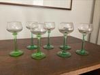 7 porto glazen op groene voet, Verzamelen, Overige typen, Gebruikt, Ophalen