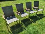 4 inox/ teak tuinstoelen, Tuin en Terras, Tuinstoelen, Ophalen, Zo goed als nieuw, Teakhout, Stapelbaar