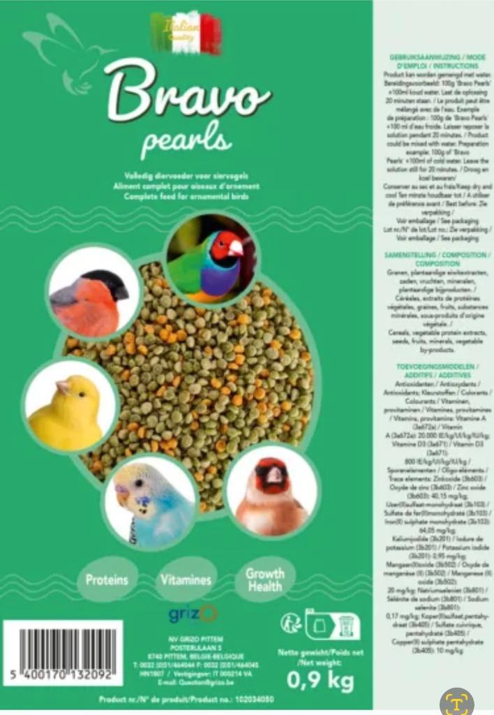 Bravo Pearls Green 900 Gram, Dieren en Toebehoren, Vogels | Toebehoren, Nieuw, Eten en Drinken, Ophalen
