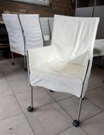 8x Wit lederen design stoelen (np. €500/stuk), Huis en Inrichting, Gebruikt, Wit, Ophalen of Verzenden, Metaal
