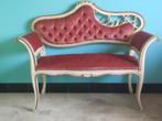 Bankje roze fluweel Louis XV vintage, Louis XV, rococo, vintage, Minder dan 150 cm, Minder dan 75 cm, Gebruikt