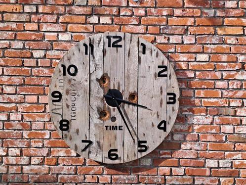 Grote houten wandklok Ø 90 cm, Maison & Meubles, Accessoires pour la Maison | Horloges, Neuf, Horloge murale, Enlèvement