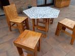 Zeshoekige tuintafel en bijpassende stoelen, Ophalen, 4 zitplaatsen, Nieuw, Tuinset
