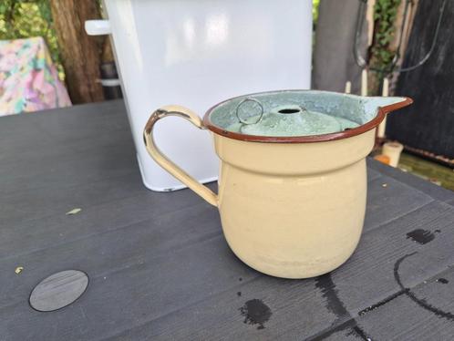 Email Melkkoker met deksel, Antiek en Kunst, Curiosa en Brocante, Ophalen