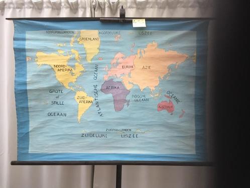 Retro schoolkaart - Wereldkaart - Kaart 456, Huis en Inrichting, Woonaccessoires | Wanddecoraties, Gebruikt, Ophalen of Verzenden