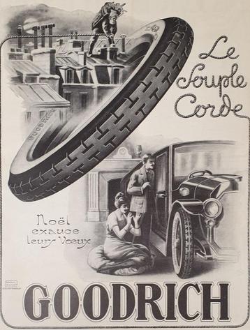 Publicité de la marque de pneus Goodrich 1923 avec vœux de N