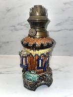 Barbotine olielamp — Wasmuël of Majolica, Antiek en Kunst, Ophalen of Verzenden