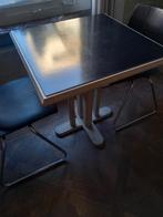 6 zwarte houten tafels met white wash poten, Huis en Inrichting, Ophalen, Gebruikt, Vierkant, 50 tot 100 cm