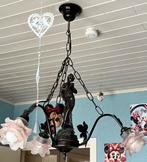 Luster beeld samac,3 lichtpunten,3 roze melkglas kapjes, Enlèvement