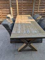Teak tafel + 4 stoelen, Tuin en Terras, Tuintafels, Ophalen, Gebruikt, Rechthoekig, Teakhout