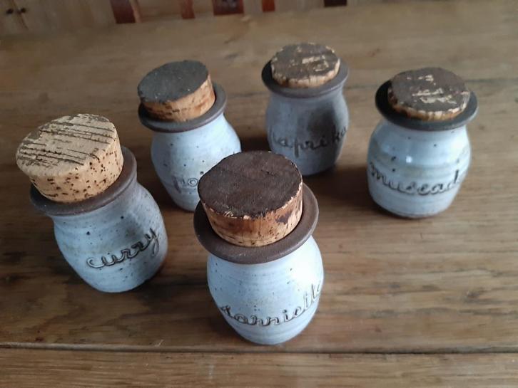 5 vintage aardewerk kruiden potjes FAUCHON, Antiek en Kunst, Antiek | Keukengerei, Ophalen of Verzenden
