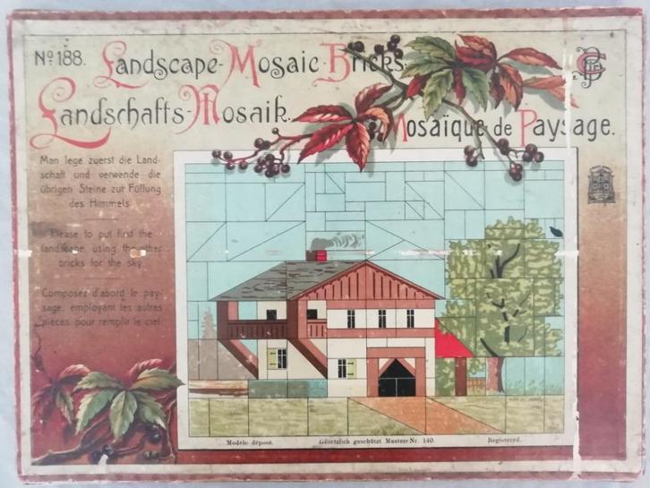 Landscape-Mosaic Bricks - Jigsaw puzzle ca. 1910 Germany, Antiek en Kunst, Antiek | Speelgoed, Ophalen of Verzenden