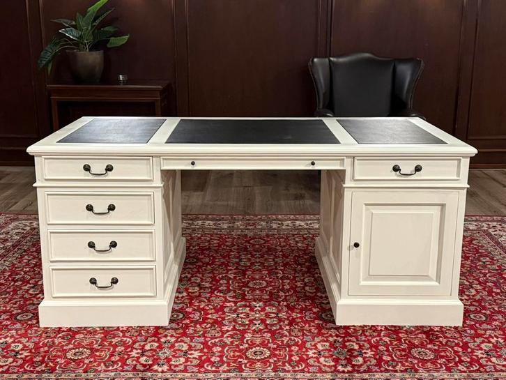 Klassiek Engels bureau wit #610, Maison & Meubles, Bureaux, Comme neuf, Bureau, Enlèvement ou Envoi