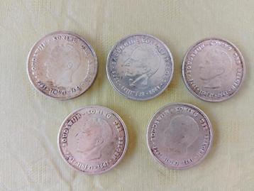 5 Zilveren munten 250 F beschikbaar voor biedingen