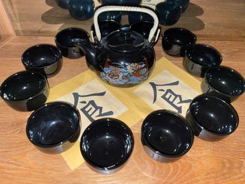 Théière orientale (vintage) en céramique et 12 tasses