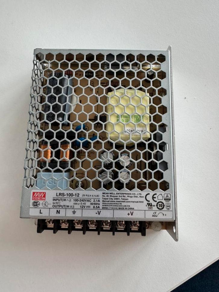 Mean Well LRS-100-12 voeding – 12V 8,5A 100W, Hobby en Vrije tijd, Elektronica-componenten, Zo goed als nieuw, Ophalen
