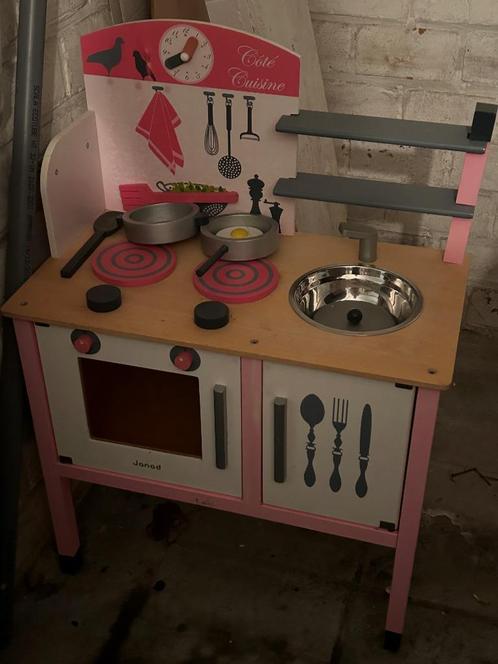 Adorable Cuisinière Janod 100% Bois avec Accessoires, Kinderen en Baby's, Speelgoed | Speelkeukens, Gebruikt, Speelkeuken, Hout