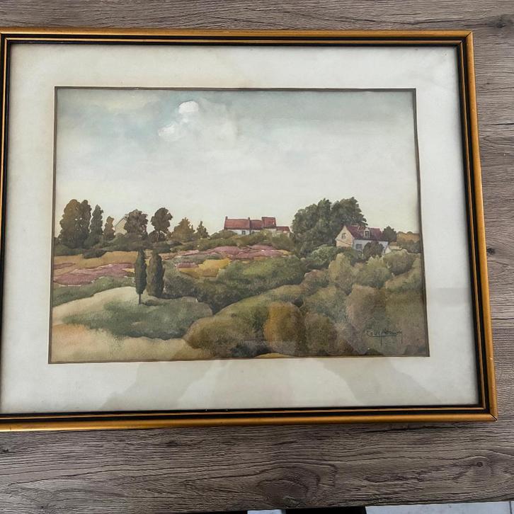 Aquarel PAYOTTENLAND Louis Hurion, Antiek en Kunst, Kunst | Schilderijen | Klassiek, Ophalen of Verzenden