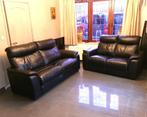 mooi zwart lederen salon 2-zit + 3-zit met 2 relax, Huis en Inrichting, Ophalen, Zo goed als nieuw, Rechte bank, Leer