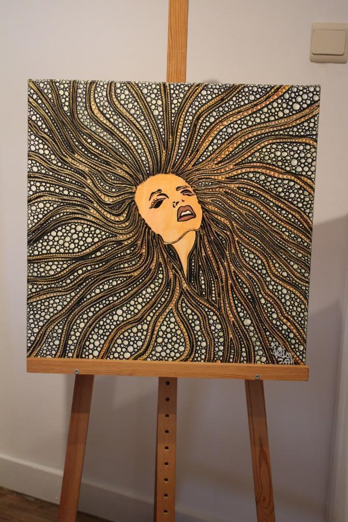 Modern geometrisch schilderij vrouw, Antiek en Kunst, Kunst | Schilderijen | Modern, Ophalen of Verzenden