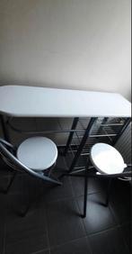 Barttafel met 2 stoelen, als nieuw, Huis en Inrichting, Stoelen, Ophalen, Overige materialen, Twee, Wit