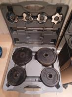 Domyos halterset 20 kg met koffer, 30 mm gietijzer, Sport en Fitness, Fitnessmaterialen, Ophalen, Zo goed als nieuw, Halterset