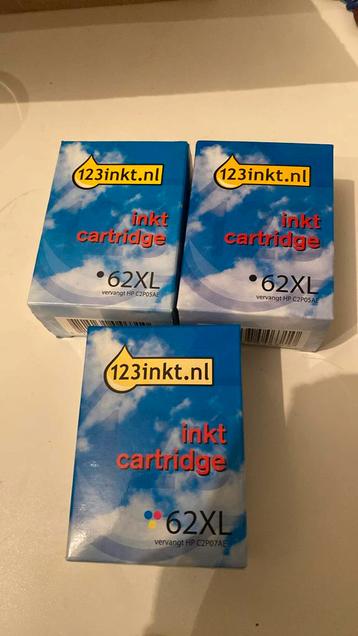 Inktcartridge 62xl (Hp) 2x zwart en 1x kleur  beschikbaar voor biedingen