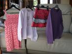 Lot de 4 vêtements jupe, t-shirt, robe,  122/128, Comme neuf, Divers marques, Fille, Robe ou Jupe