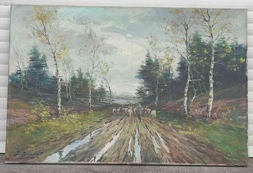 Huile sur toile berger et ses moutons signe j dupont, Antiek en Kunst, Kunst | Schilderijen | Klassiek, Ophalen of Verzenden