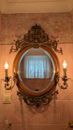Antieke ovalen spiegel met 2 lichtpunten - Louis XV , Rococo, Ophalen