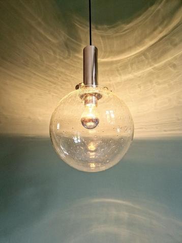 Space Age hanglamp in geblazen bubbelglas, jaren 70 beschikbaar voor biedingen