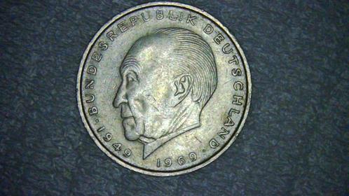 2 Deutsche Mark Konrad Adenauer, 1974 D, Duitsland, Postzegels en Munten, Munten | Europa | Niet-Euromunten, Duitsland, Ophalen of Verzenden