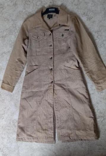Jas Vintage beige fluwelen lange jas cars jeans maat S beschikbaar voor biedingen