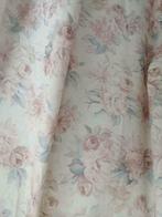 2 Rideaux beige vintage semi opaque à fleurs rose et Bleu, Beige, 100 à 150 cm, 150 à 200 cm, Enlèvement